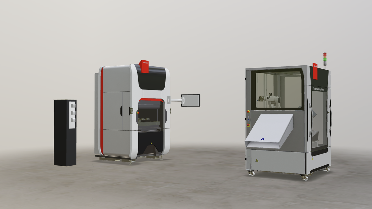 3D-Betriebsanleitung einer Bystronic Biegemaschine mit Roboterzelle im Browser