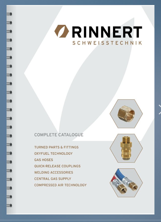 Cover des englischen Complete Catalogue von Rinnert Schweisstechnik